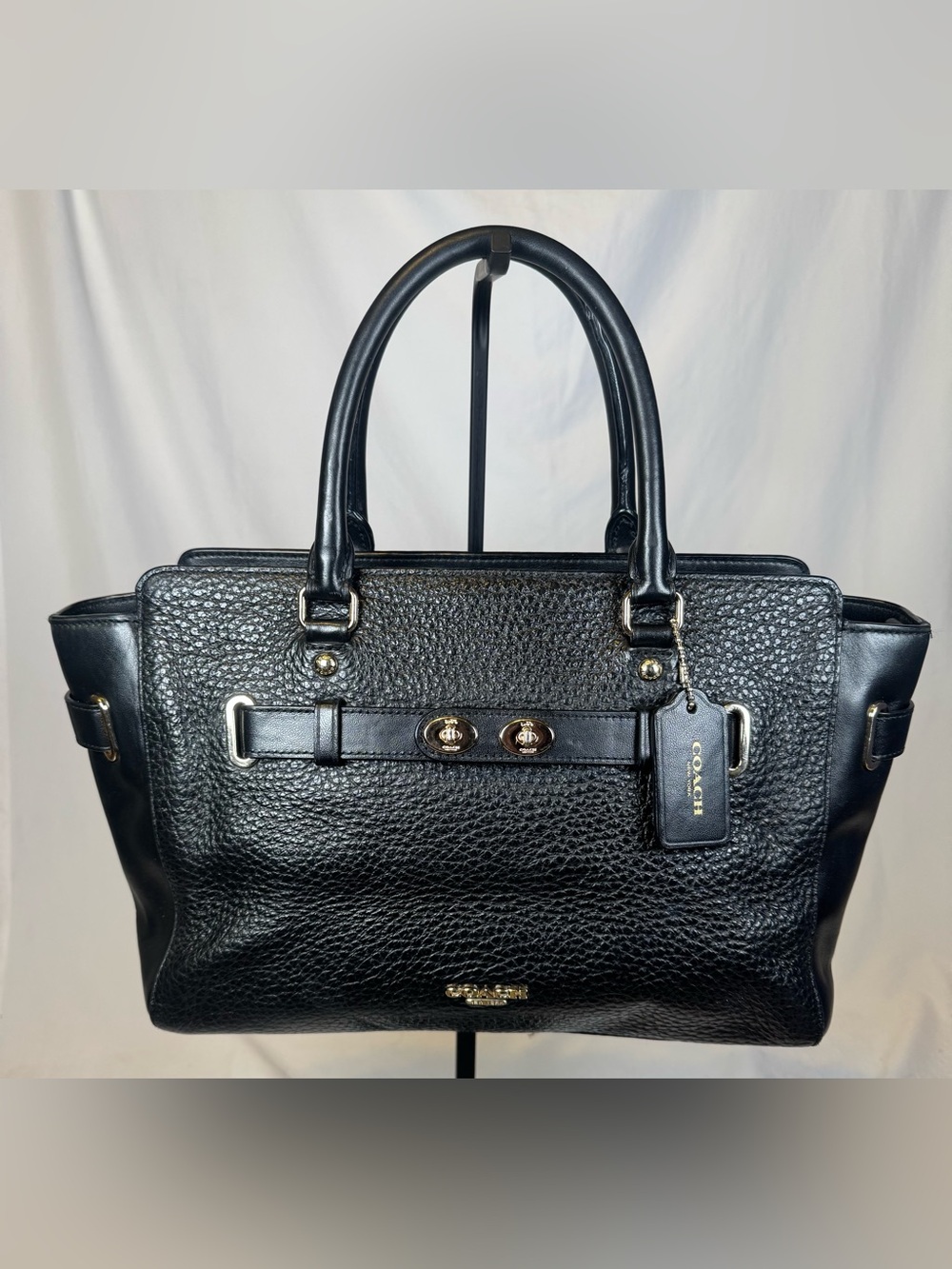 COACH Blake Carryall F55665 Black Pebble Leather Handbag